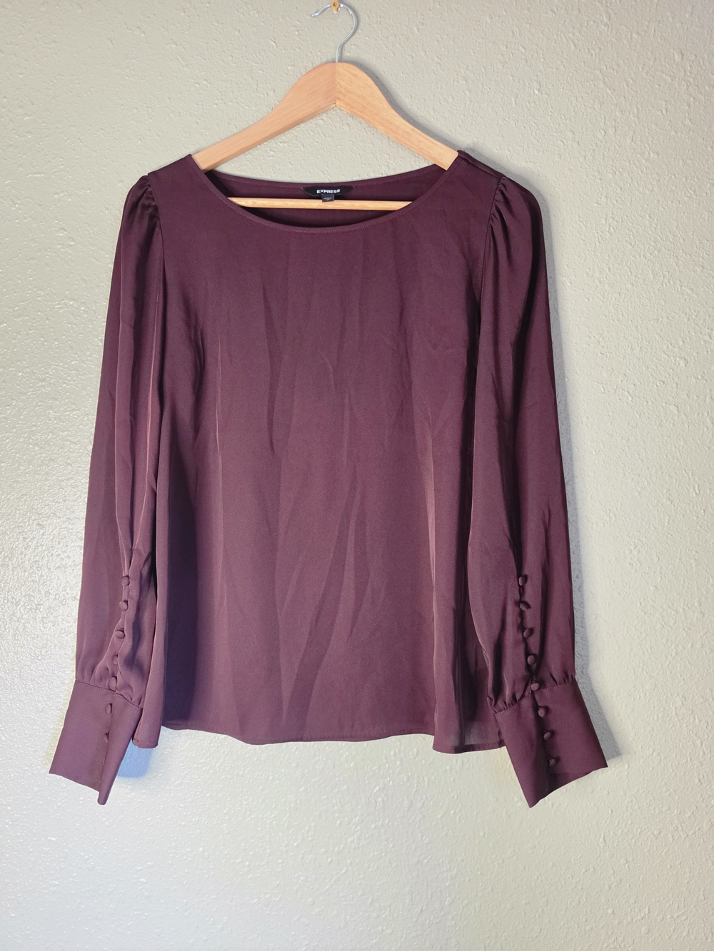 Express Women's Plum Long-Sleeve Blouse